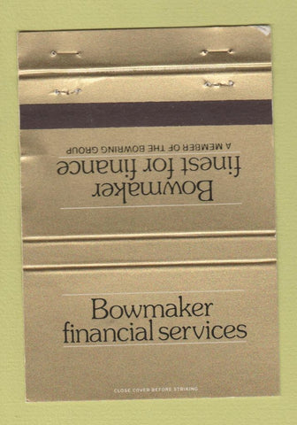 Matchbook Cover - Bowmaker Finance Bowring Lansdowne Bournemouth WEAR 40 Strike