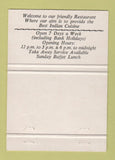 Matchbook Cover - Shish Mahal Tandoori Restaurant Tickenham Middlesex 40 Strike