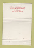 Matchbook Cover - Armca UK England Vents Drainers London  40 Strike