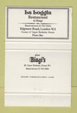 Matchbook Cover - La Loggia Restaurant London UK England 40 Strike