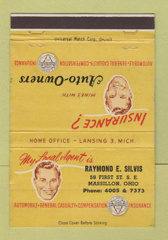 Matchbook Cover - Raymond Silvis Insurance Massillon OH 40 Strike