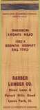 Matchbook Cover - Barber Lumber Co Loves Park IL WEAR