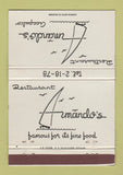 Matchbook Cover - Restaurant Armando's Acapulco Mexico 40 Strike