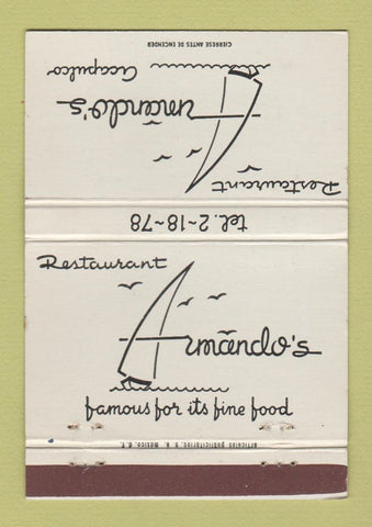 Matchbook Cover - Restaurant Armando's Acapulco Mexico 40 Strike