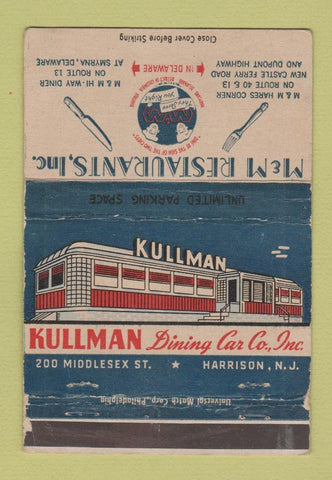 Matchbook Cover - M&M Restaurants Smyrna DE WORN 40 Strike