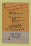 Matchbook Cover - Yellow Cab Taxi Memphis TN 40 Strike