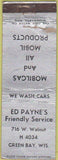 Matchbook Cover - Ed Payne Mobil oil gas Green Bay WI WORN CREASES