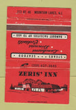 Matchbook Cover - Zeris' Inn Mountain Lakes NJ WEAR 40 Strike