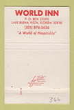 Matchbook Cover - World Inn Lake Buena Vista FL Christmas 40 Strike