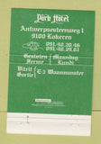 Matchbook Cover - Park Hotel Lokeren 40 Strike