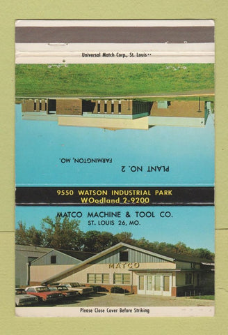 Matchbook Cover - Matco Machine & Tool St Louis MO Farmington 40 Strike
