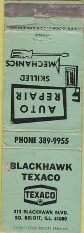 Matchbook Cover - Blackhaw Texsaco South Beloit IL CREASES WORN