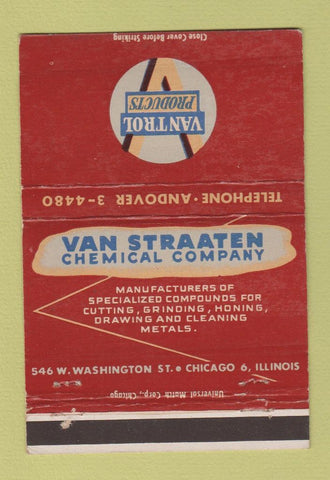 Matchbook Cover - Van Straaten Chemical Vantrol Chicago IL 40 Strike