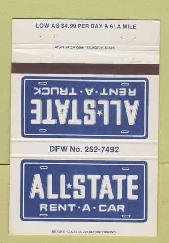 Matchbook Cover - All State Rent A Truck Dallas TX WEAR 40 Strike