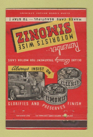 Matchbook Cover - Simoniz Auto Finish Protector 40 Strike
