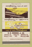 Matchbook Cover - Westinhouse Lighting Easton Allentown Bethlehem PA 40 Strike
