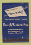 Matchbook Cover - Joseph Levin & Son Funeral Philadelphia PA 40 Strike