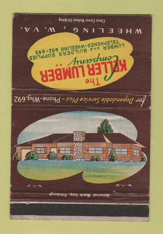 Matchbook Cover - Keller Lumber Wheeling WV 40 Strike