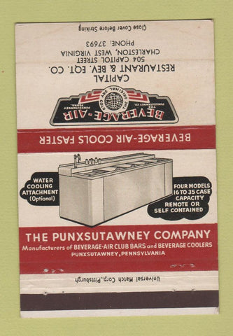 Matchbook Cover - Beverage Air Equipment Charleston WV WEAR 40 Strike