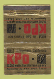 Matchbook Cover - KPO Radio San Francisco CA WORN 40 Strike