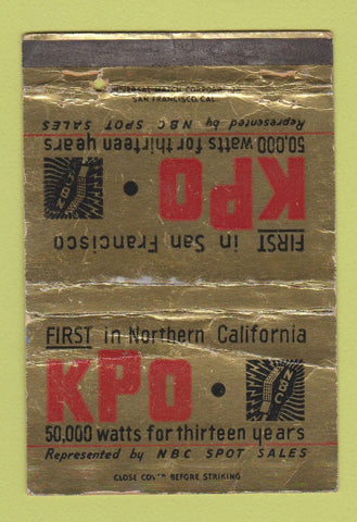 Matchbook Cover - KPO Radio San Francisco CA WORN 40 Strike