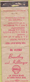 Matchbook Cover - Brantley Killinger Shell oil gas CREASES WORN