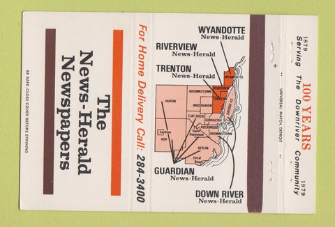 Matchbook Cover - News Herald Newspaper Trenton Wyandotte MI 40 Strike