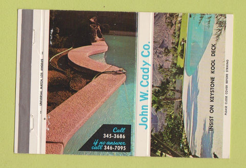 Matchbook Cover - John Cady Swimming Pools WEAR 40 Strike