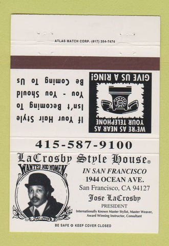 Matchbook Cover - LaCrosby Style House San Francisco CA 40 Strike