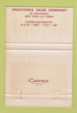 Matchbook Cover - Anaconda Sales New York City 40 Strike