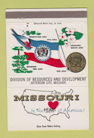 Matchbook Cover - Missouri Tourism Jefferson City MO 40 Strike