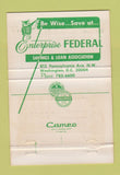 Matchbook Cover - Enterprise Federal Savings Loan Washington DC Owl 40 Strike