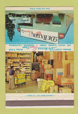 Matchbook Cover - De Hater Paper Corp Burbank CA 40 Strike