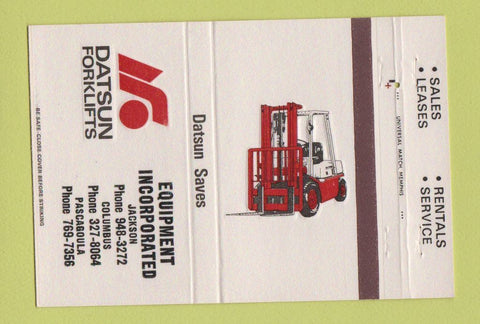 Matchbook Cover - Datsun Forklifts Jackson Columbus Pascagoula MS 40 Strike