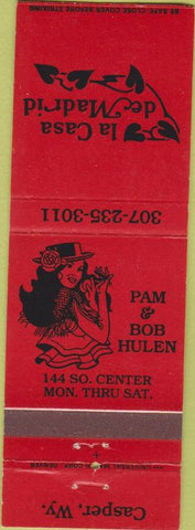 Matchbook Cover - La Casa De Madrid Casper WY girlie
