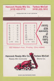 Matchbook Cover - Hancock Ready Mix Concrete Stone Findlay OH 40 Strike
