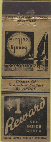 Matchbook Cover - Andre Hair Salon girlie Denver CO Lucile Evans