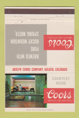 Matchbook Cover - Coors Beer Golden Colorado Courtesy Room 40 Strike