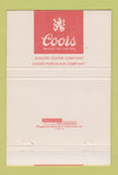 Matchbook Cover - Coors Beer Golden Colorado Courtesy Room 40 Strike