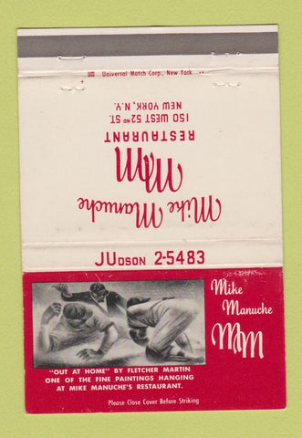 Matchbook Cover - Mike Manuche New York City Baseball 40 Strike