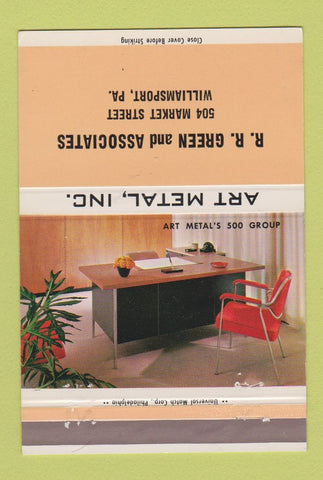 Matchbook Cover - Art Metal Office Furniture RR Green Williamsport PA 40 Strike