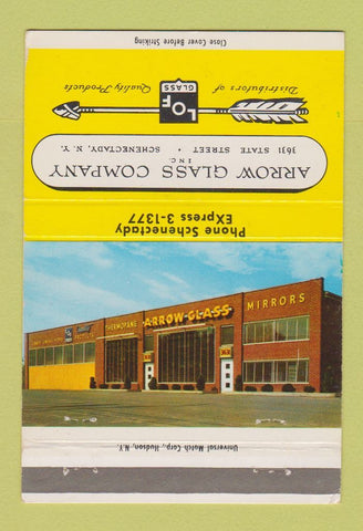 Matchbook Cover - Arrow Glass Company Schenectady NY 40 Strike