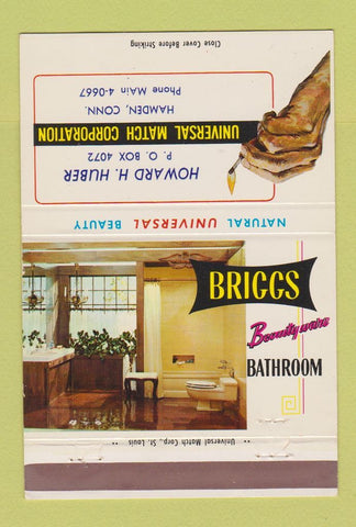 Matchbook Cover - Universal Match Huber Hamden CT Briggs Bathroom 40 Strike