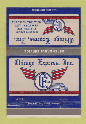 Matchbook Cover - Chicago Express Trucking New York City 40 Strike