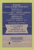 Matchbook Cover - Baker Steel & Tube Los Angeles CA WEAR 40 Strike