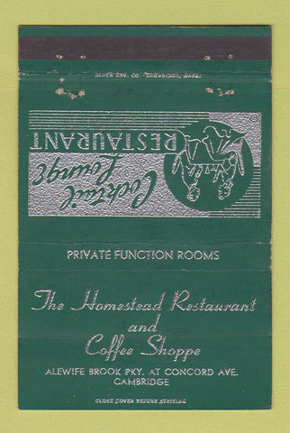 Matchbook Cover - Homestead Restaurant Cambridge MA 40 Strike