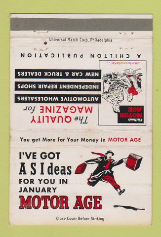 Matchbook Cover - Motor Age Magazine Chilton Philadelphia PA WEAR 40 Strike