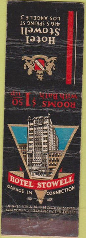Matchbook Cover - Hotel Stowell Los Angeles CA CREASES WORN