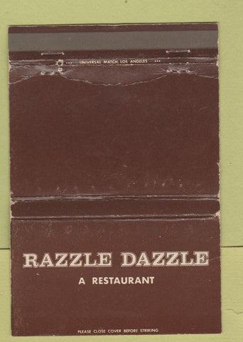 Matchbook Cover - Razzle Dazzle Restaurant Santa Monica CA WEAR 40 Strike
