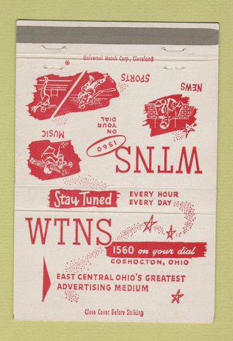Matchbook Cover - WTNS Radio Coshocton OH baseball football 40 Strike